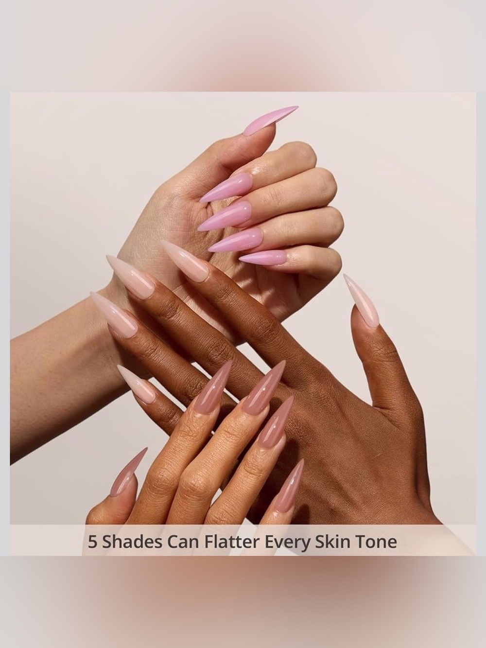 Set of 5 XCOATTIPS Bare 5Shades Nude Press on Nails 160 Fake Nails Easy to Apply - Picture 4 of 9